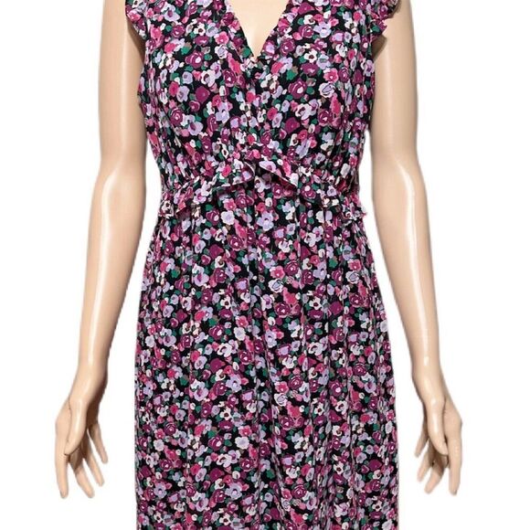 J. Crew Floral V-neck Tiered Midi  Dress Size 6 Multicolor Ruffles - Picture 5 of 10
